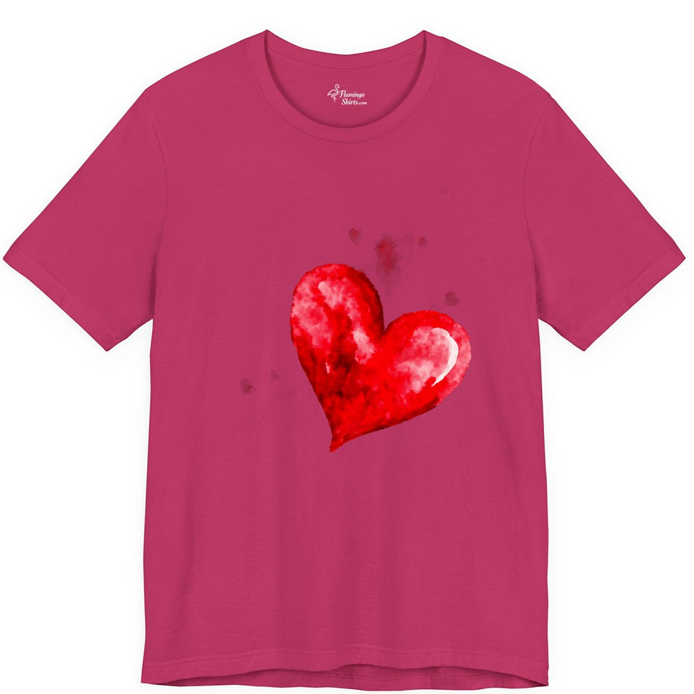 Watercolor Heart Shirt - Romantic Love Art Tee for Couples (Premium Tee) in Berry - Watercolor Heart Love Art Shirt - Artistic Romantic Brush Stroke Tee