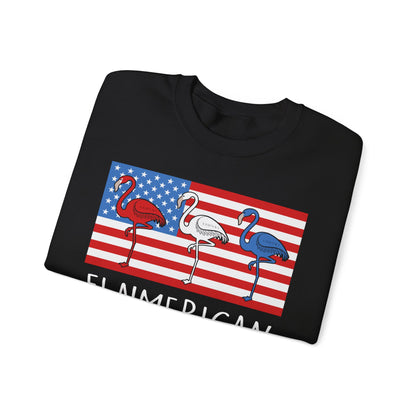 Flamican Patriotic Flamingo American Flag Shirt - Red White Blue USA — Sweatshirt