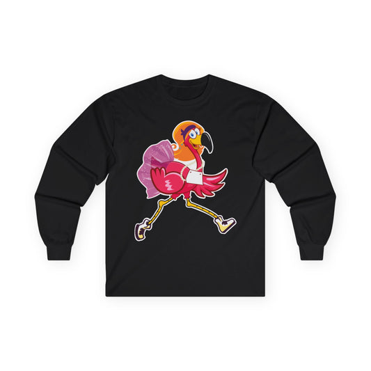 Funny Flamingo Running Costume Shirt - Whimsical Race Day Tee — Long Sleeve