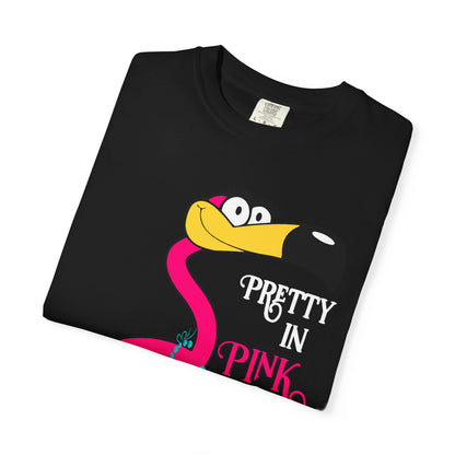 Pretty in Pink Flamingo Drinking Humor Tropical Party Shirt — Comfort