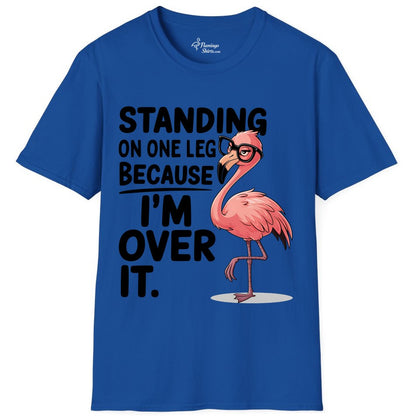 Funny Flamingo Shirt - Sarcastic Tropical Tee for Adults & Teens (T-Shirt) in Royal - Funny Flamingo With Glasses Sarcastic Cartoon Tropical Shirt