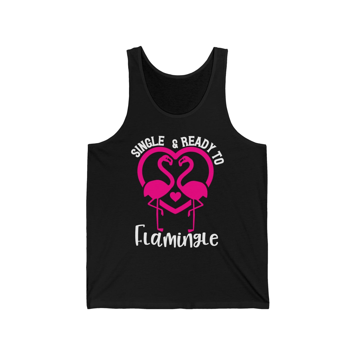 Single Ready to Flamingle Funny Flamingo Heart Tropical Shirt — Tank Top