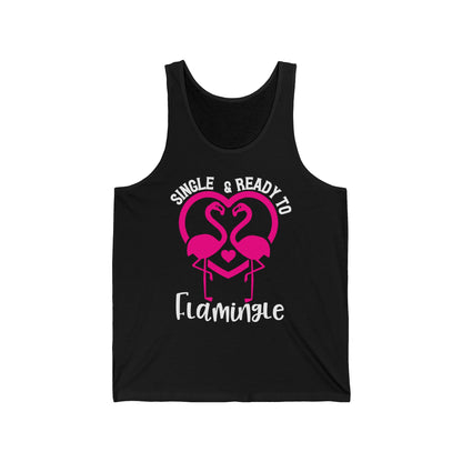 Single Ready to Flamingle Funny Flamingo Heart Tropical Shirt — Tank Top