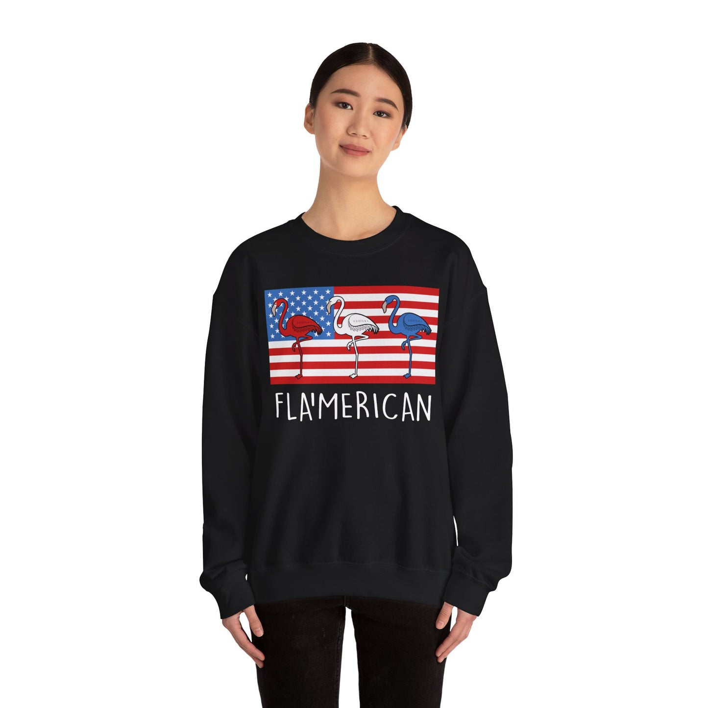 Flamican Patriotic Flamingo American Flag Shirt - Red White Blue USA — Sweatshirt