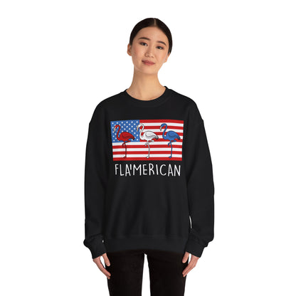 Flamican Patriotic Flamingo American Flag Shirt - Red White Blue USA — Sweatshirt