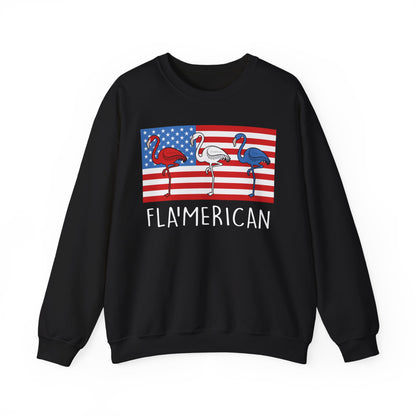 Flamican Patriotic Flamingo American Flag Shirt - Red White Blue USA — Sweatshirt