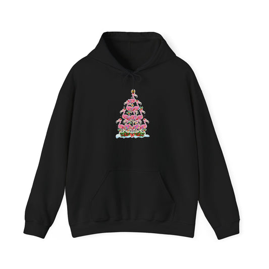 Flamingo Christmas Tree Shirt - Tropical Holiday Santa Lights Tee — Hoodie